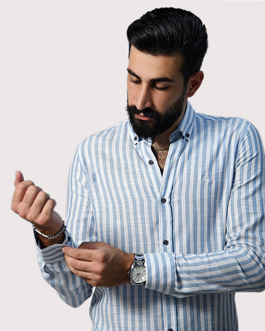 2H Blue Striped Linen Shirt