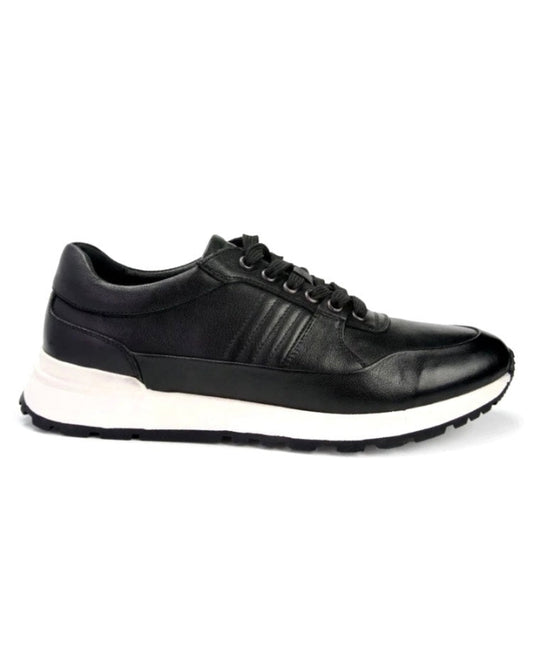 2H #S07941-11-733 Genuine Leather Black Casual Shoes