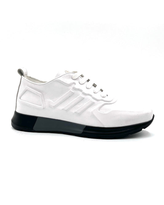 2H #E26002-3-505 Genuine Leather White Casual Shoes