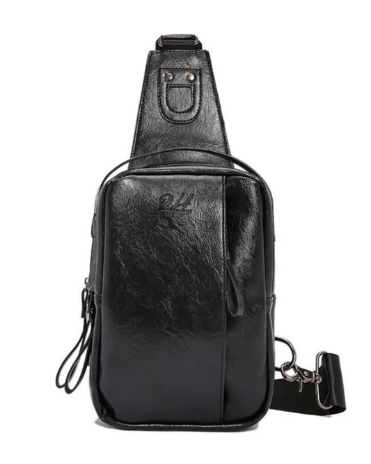 2H Black Chest Shoulder Bag