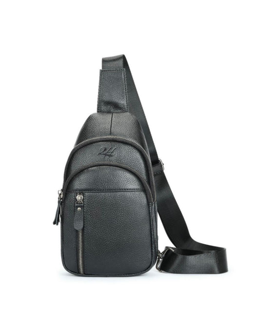 2H #9145 Genuine leather Black bag