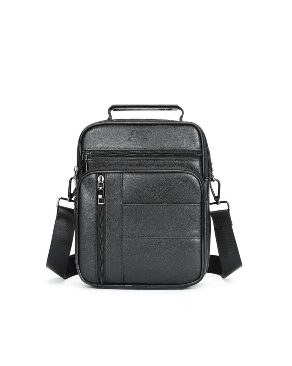 2H #7457 Genuine leather Black Shoulder messenger bag