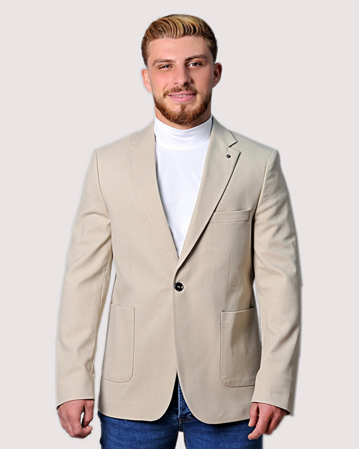 2H #24-01 Beige Tweed One Button Blazer