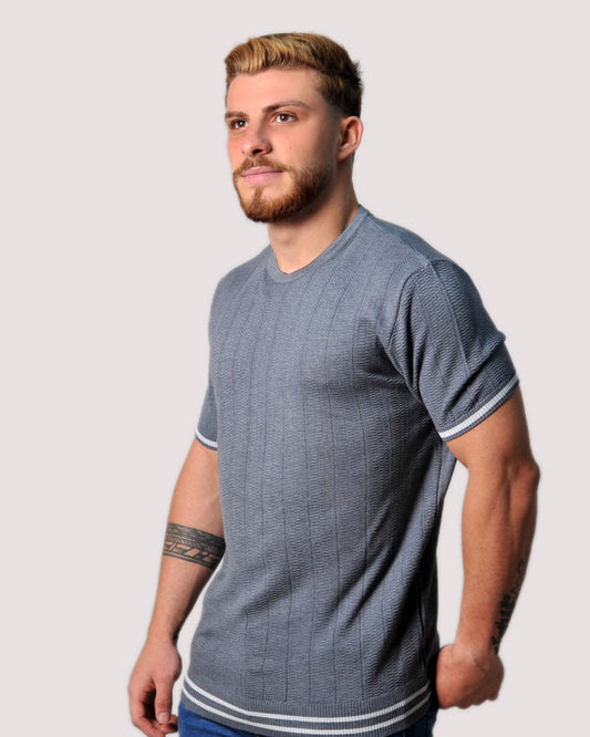 2H #39750-30 Gray Knitted T-Shirt