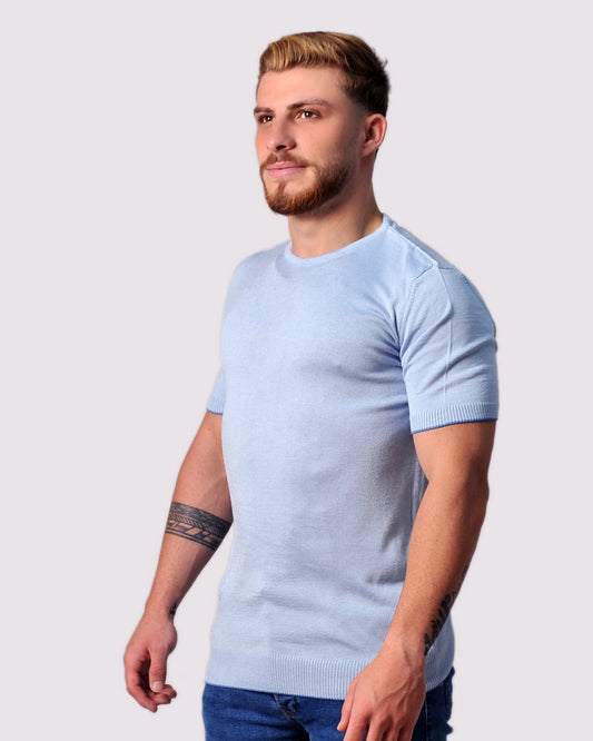 2H #39553-30 Blue Knitted T-Shirt