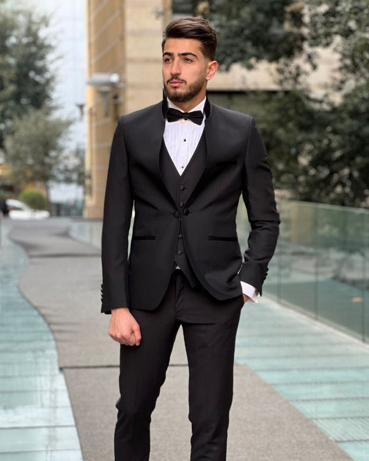 2H Black Wedding Suit 2 Pieces