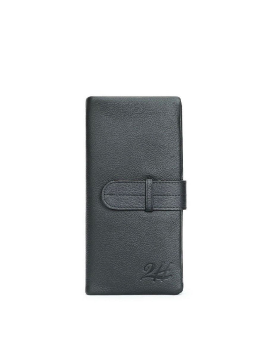 2H #6018 Black Genuine leather long wallet