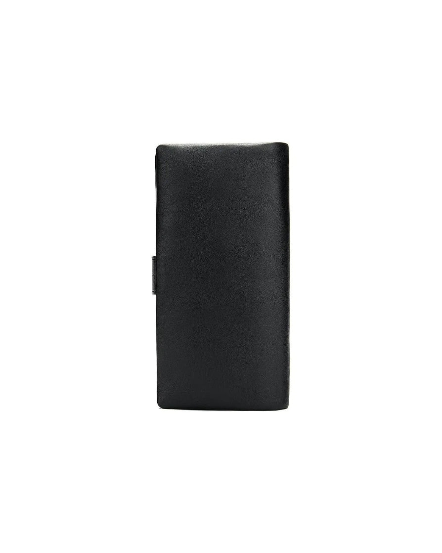 2H #6018 Black Genuine leather long wallet