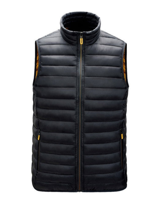 2H Black Puffer Lightweight Gilet