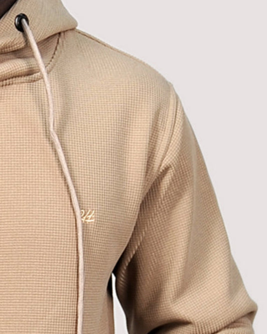 2H #9339 Light Beige Men Sweater Embossed Hoodie