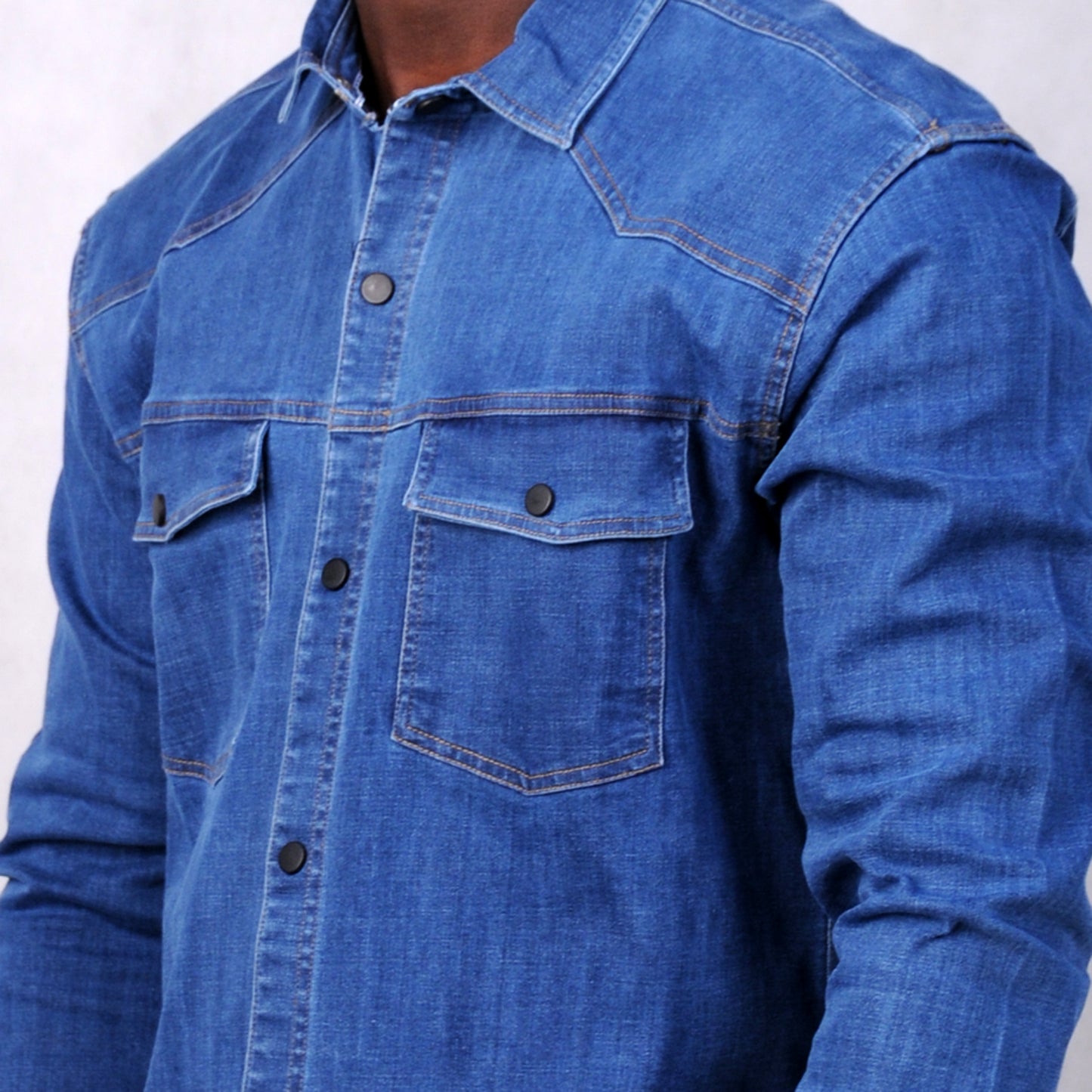 2H #1008 Blue Denim Casual Shirt