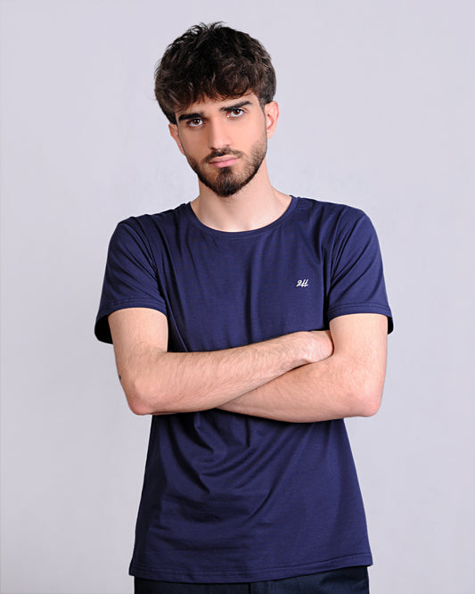 2H #CX81400 Navy Short Sleeve Basic T-shirt