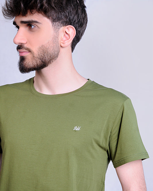 2H #CX81400 Green Short Sleeve Basic T-shirt