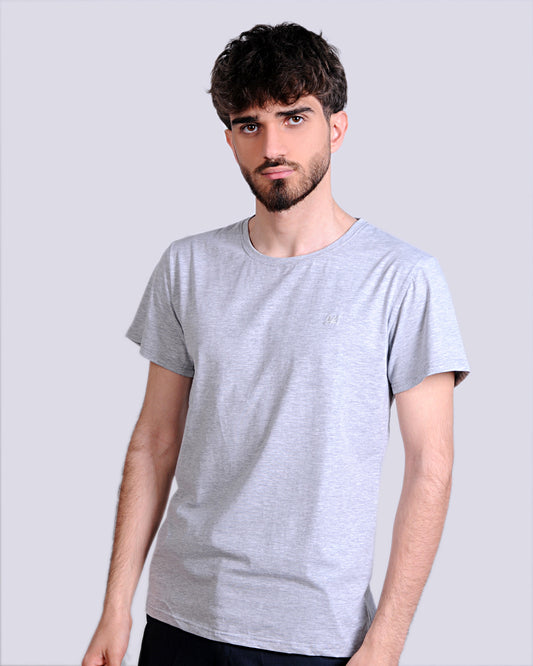 2H #CX81400 Gray Short Sleeve Basic T-shirt