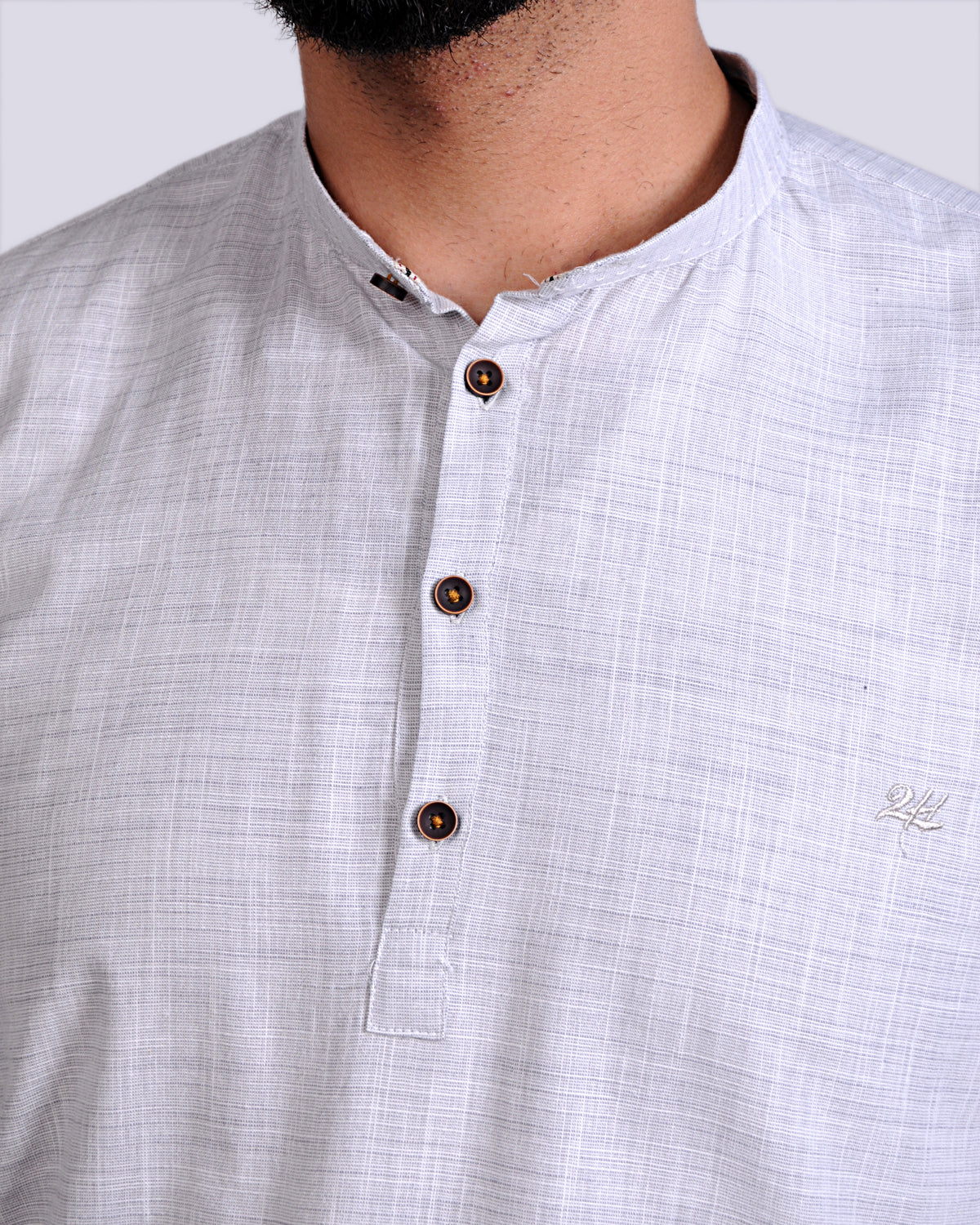 2H Gray Linen Three-Button Shirt
