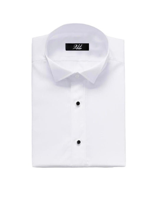 2H White Classic Shirt With Black Stainless Steel Button