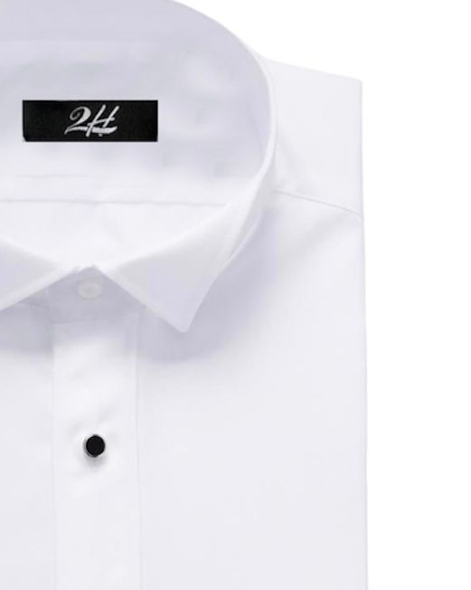 2H White Classic Shirt With Black Stainless Steel Button