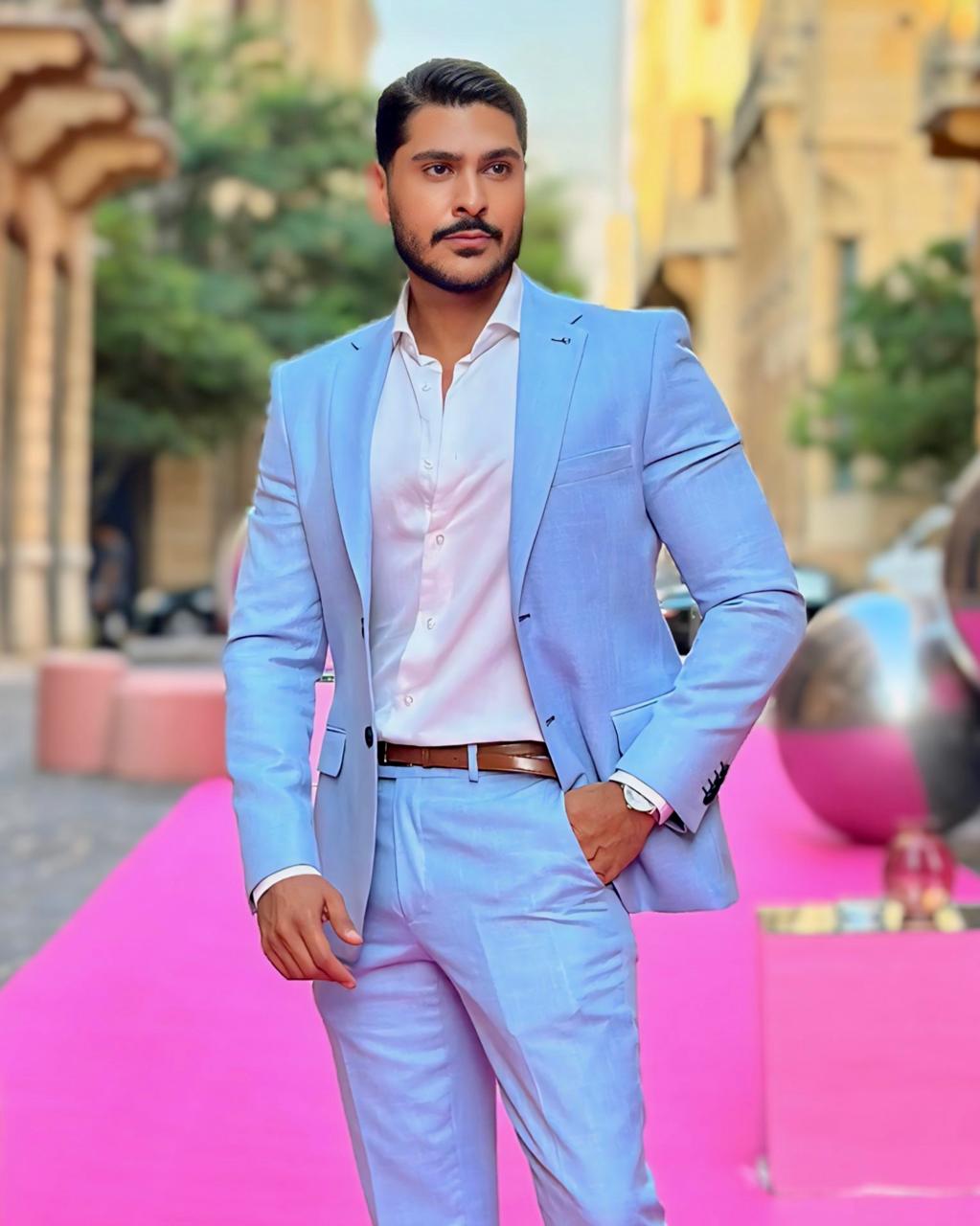 2H Light Blue Casual Suit 2 Pieces