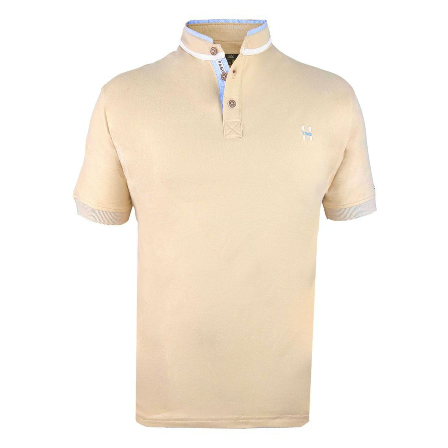 2H #77041 Beige Stand Up Collar T-shirt